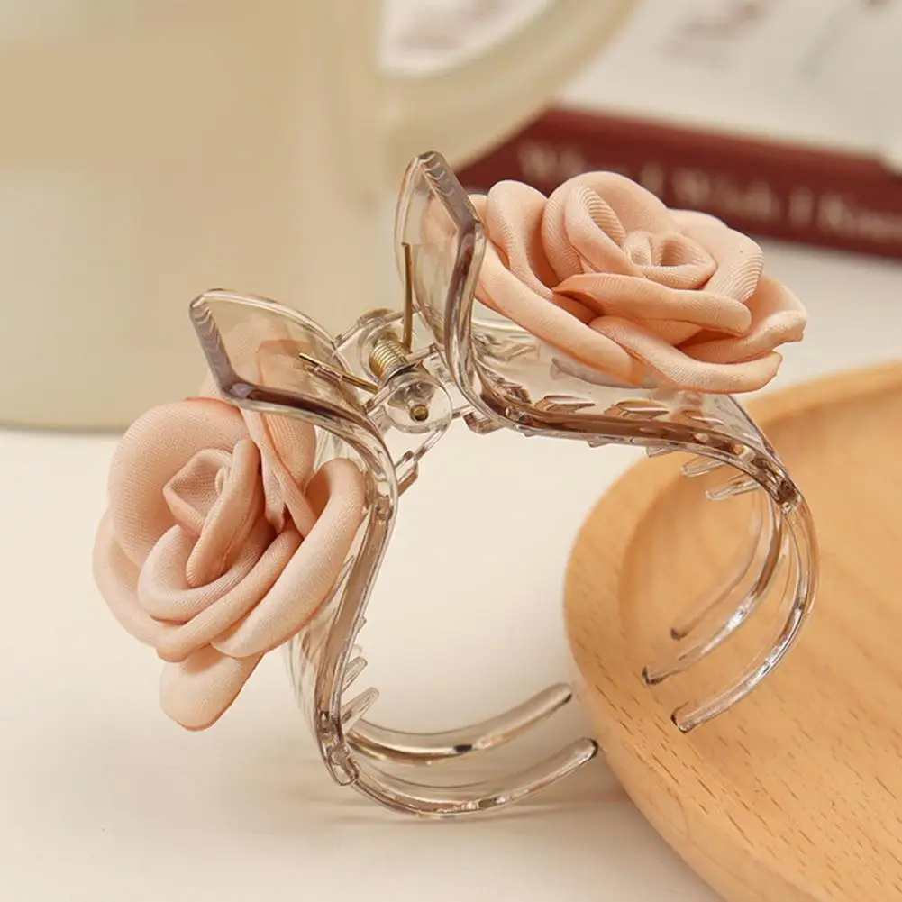 Women Hair Claw Camellia Decor Secure Hair Clamp Romantic Flower Hair Clamp Hair Gripper Lady Hair Fixation Styling Tool