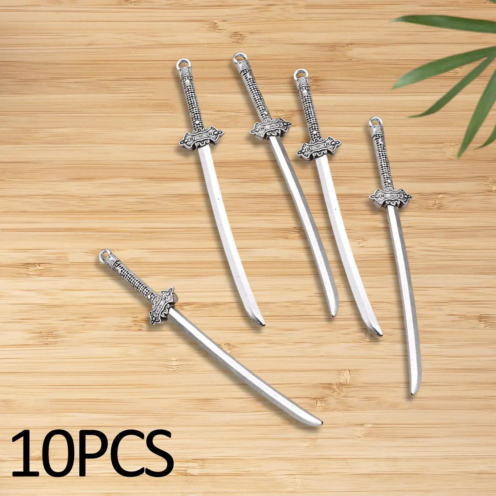 

10Pcs Retro Knight Knives DIY Necklace Bracelace Ewelry Making Crafts Supplies Dollhouse Toy Set Retro Long Knife Pendants