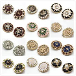 5PCS/lot Decorative Vintage Metal Diamond Gold Gemstone Buttons For Clothing Sweater Cardigan Crafts Sewing