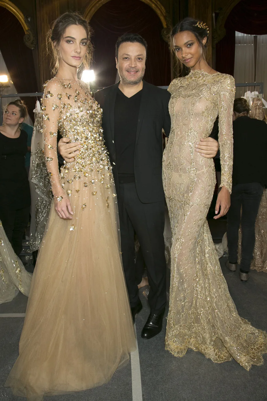 New Arrival Zuhair Murad Gold Beaded Long Sleeves Floor Length فساتين السهرة vestidos de fiesta فساتين سهره evening dresses