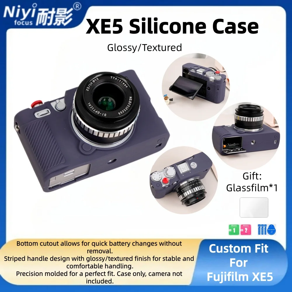 Silicone Case for Fujifilm X-E5 - Anti-Scratch Shockproof Protective Cover with Glossy & Textured Surface Options