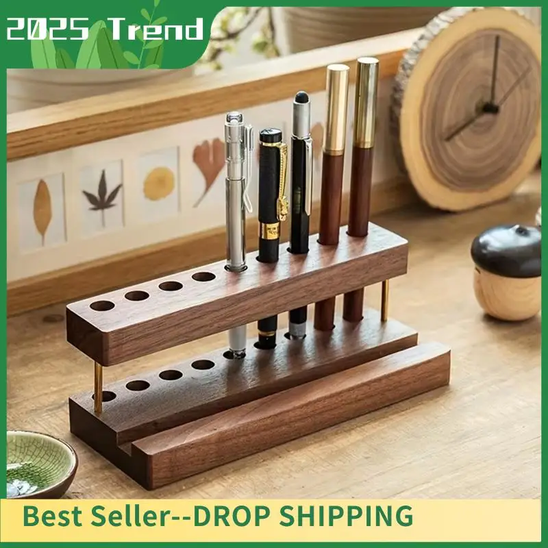 

AD33 HOT Walnut Wood Desk Organizer Pen Holder Desk Organizer Pen Pen Holder For Office And School