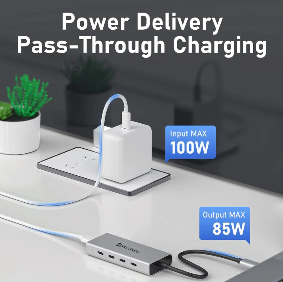 Minisopuru 허브 USB C 허브 5 포트 10 Gbps Type C to USB C 3.2 Gen 2 PD 100W Multiport Adaptador for MacBook Pro Chromebook iMac XPS USB 3.0 HUB