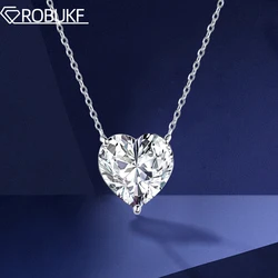 GRA Certificate 2/4 Carat Heart Shape Moissanite Necklace for Women Solitaire Heart Cut Pendant 925 Sterling Silver Neck Chain