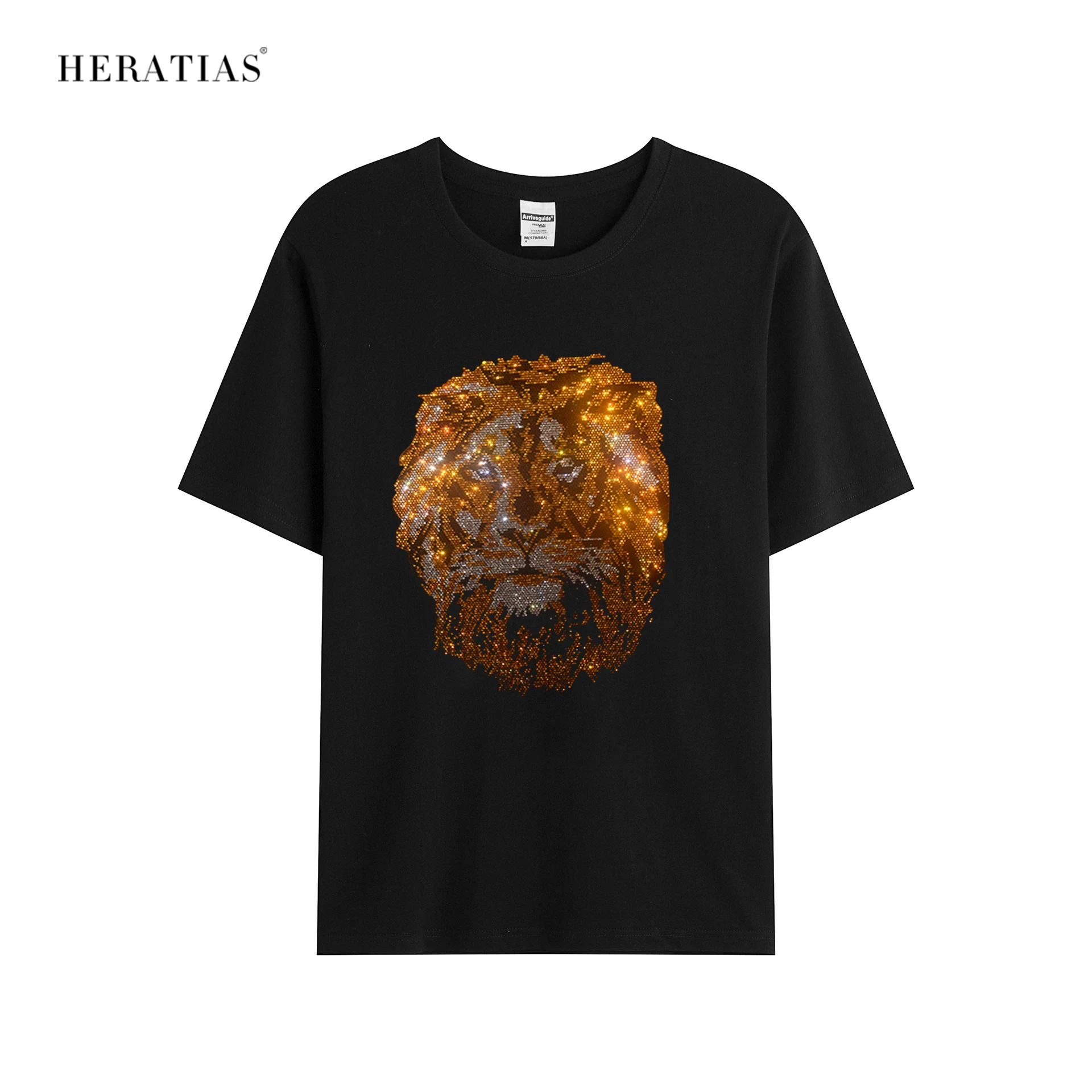 Men's summer short-sleeved T-shirt cotton soft and comfortable casual T-shirt shiny diamond lion king good quality