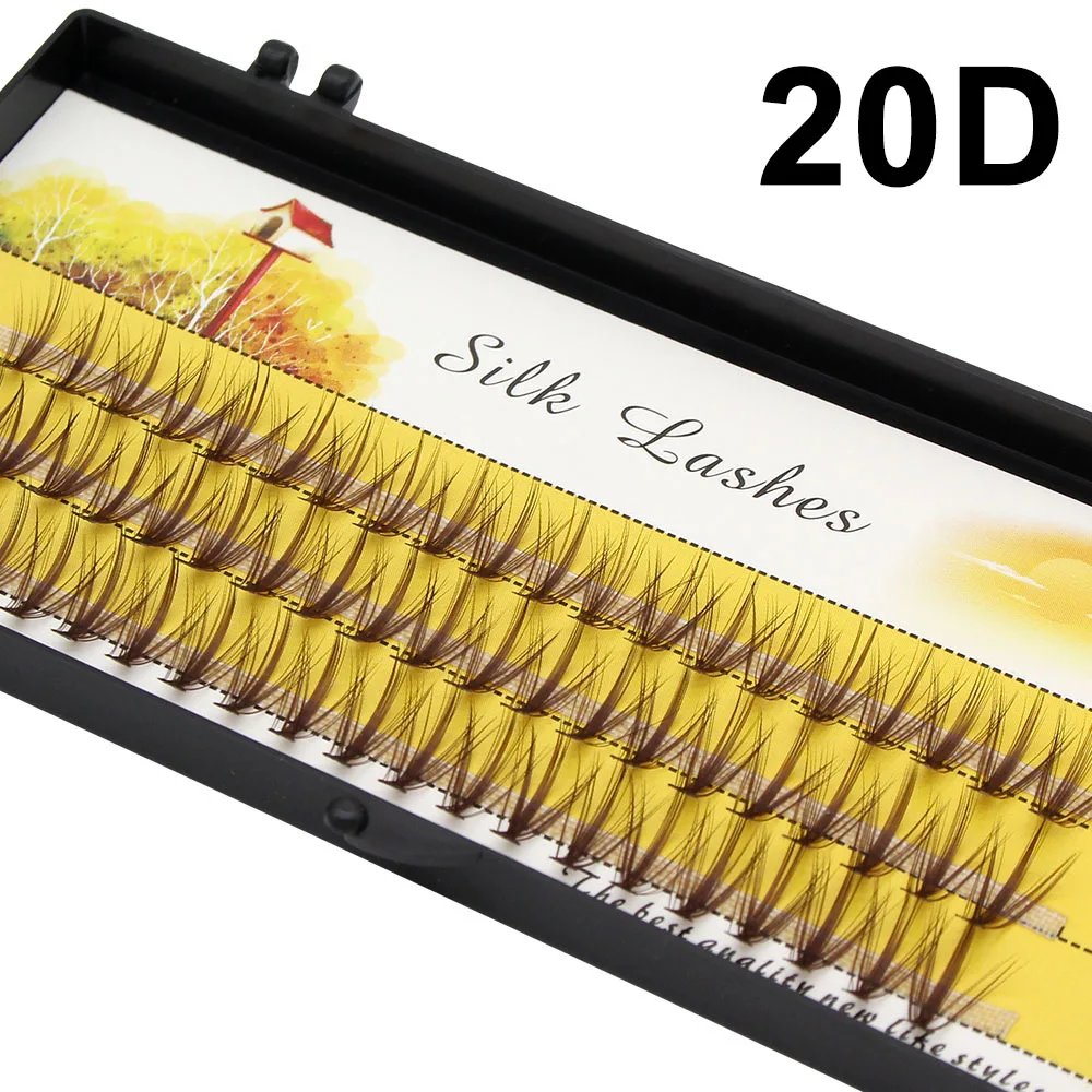 New Models 3D Volume Brown Hand Made Silk 20D/30D Individual Cluster Eyelashes Extension Natural  Mink Lashes Soft