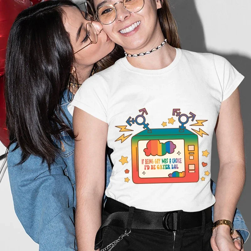 LGBTQ+ T Shirt Rainbow Television Graphic T Shirts Pride Month Couples Tops Tee Unsiex Pride Aesthetic Clothes LGBT Lovers Tees