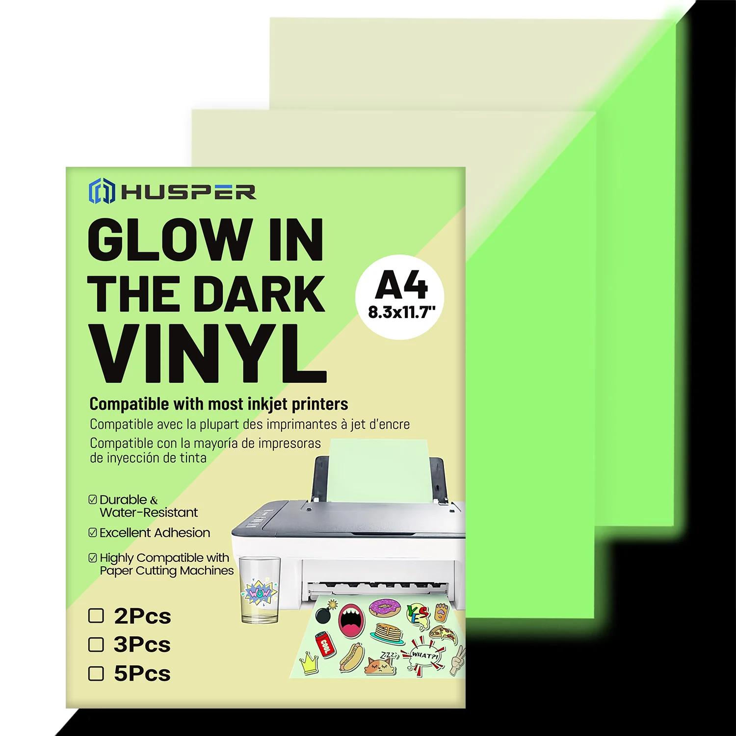 A4 Size Glow in The Dark Printable Vinyl Sticker Paper for Inkjet Printers Home Decoration DIY Waterproof Sticker Paper