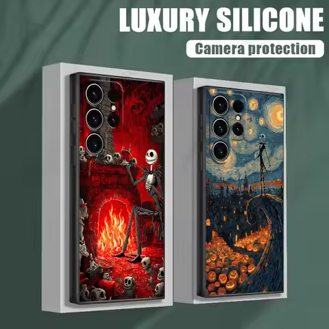 Happy Halloween Jack Sally Phone Case For Samsung Galaxy S25FE Cases S25 S24 S23 S21 Ultra S20 S24 FE S22 Plus A36 A56 A55 Cover