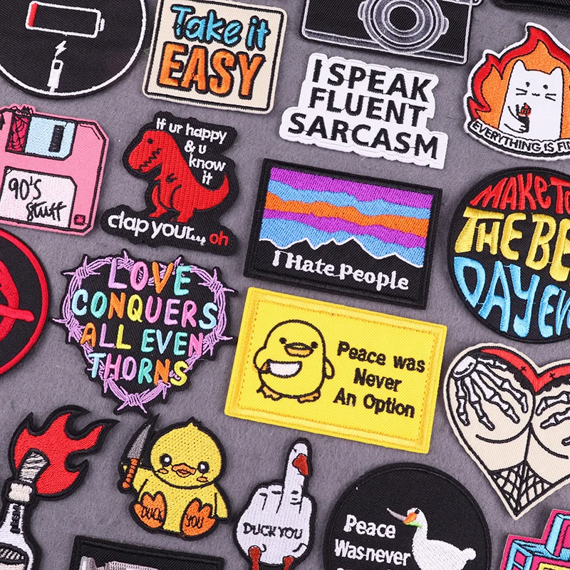 

Punk Duck Iron On patch Thermoadhesive Patches For Clothes Love Letters Embroidery Patches For Jeans Applique Stickes DIY Badges