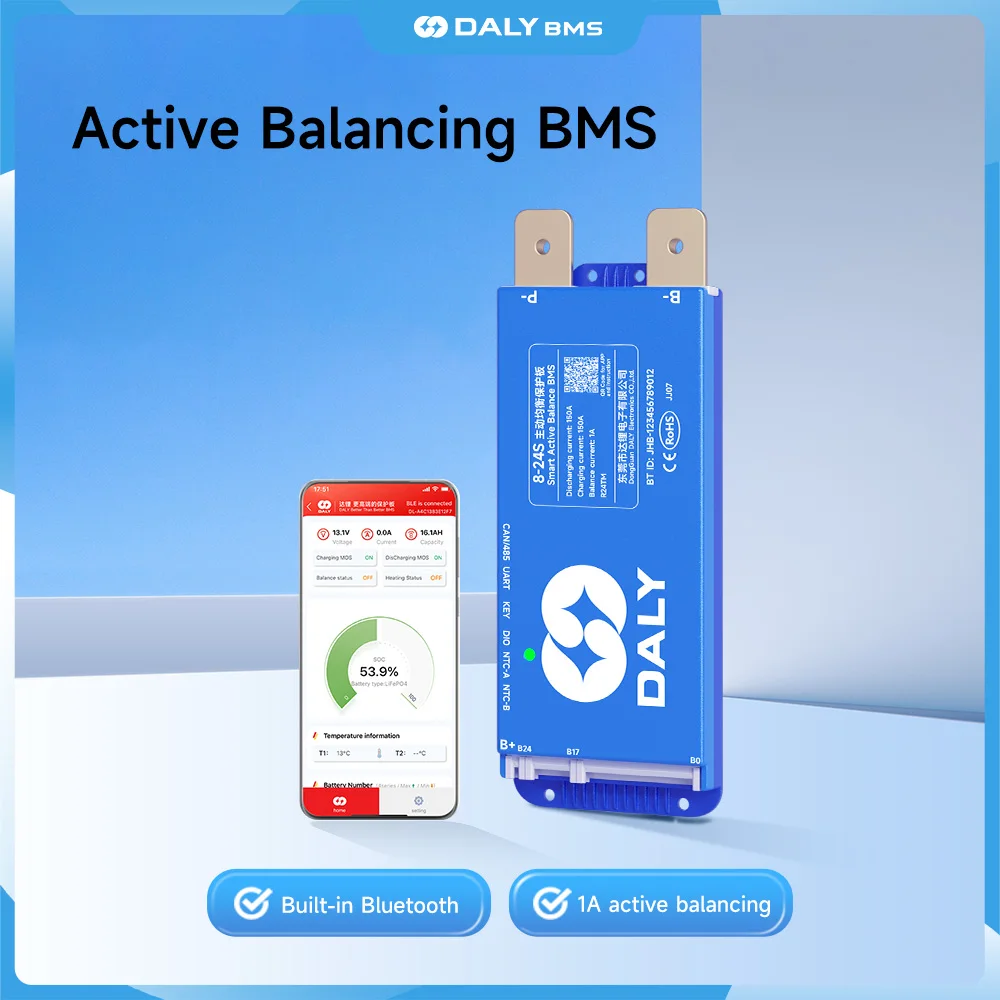 DALY 200A lifepo4 8s 24v 16s 48v BMS BT 36V 48V 60V Li-Ion LTO 18650 batería para inversor de batería de almacenamiento en el hogar