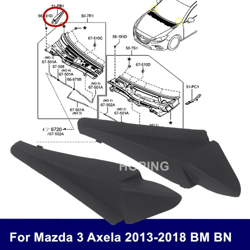 Envoltura de parabrisas delantero para Mazda 3 Axela 2013-2018 BM BN, embellecedor de esquina, cubierta lateral de limpiaparabrisas