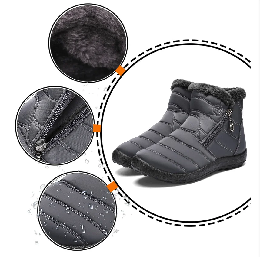 الشتاء أحذية قطنية النساء الرجال الشتاء نمط جديد الجانب سستة الأوسط أعلى أحذية الثلوج الدافئة أحذية قطنية سميكة خفيفة