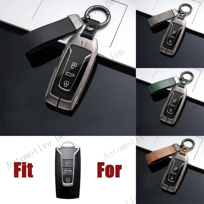 Z+ Zinc Alloy Leather Car Remote Key Fob Case Cover Bag For Volkswagen Touareg 2019
