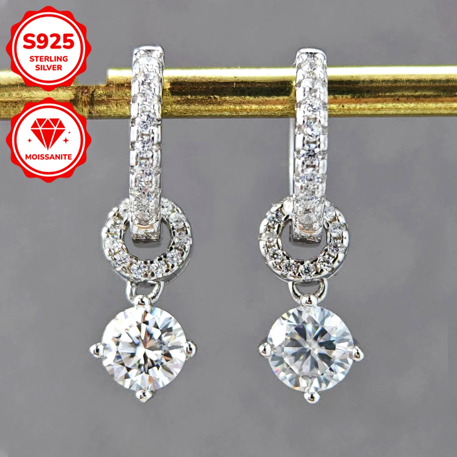 

1pair 0.5Ct Brilliant Two Wearing Methods Circular Earrings Moissanite 925 Silver Earrings, Clothing Accessories Jewelry Gifts.