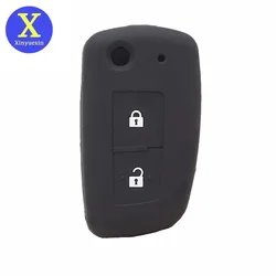 Xinyuexin Silicone Car Key Case Cover for NISSAN Qashqai 2016 X-trail Murano Maxima 2 Buttons Flip Remote Key Holder Bag Protect