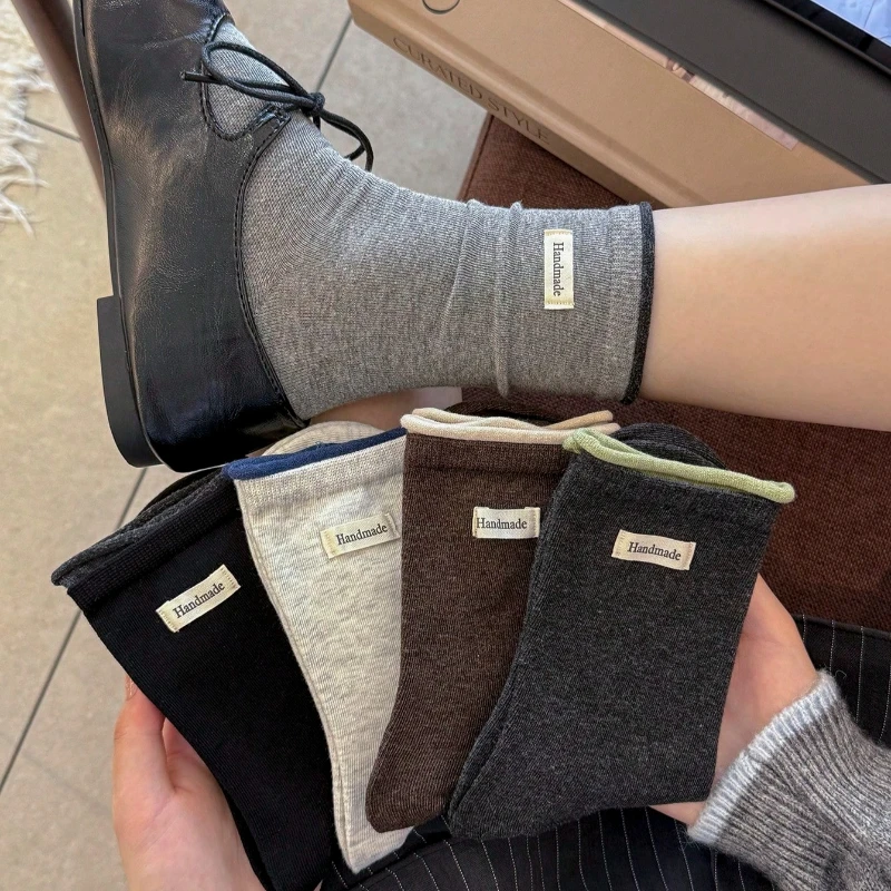 Women Socks New Color Blocking Fashion Breathable Long Socks For Girls School Style Letter Cute Socks