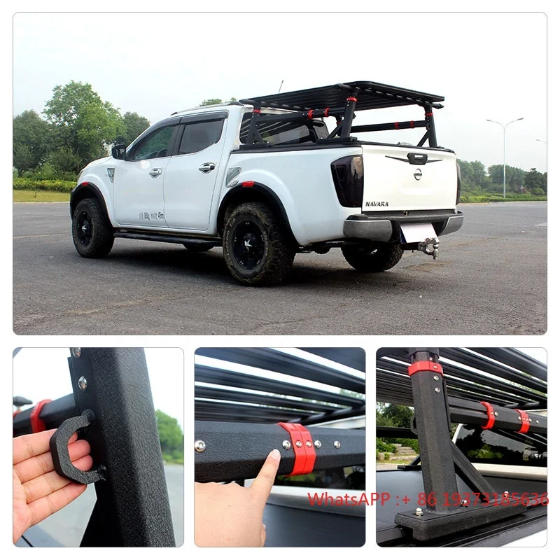 Aluminum Basket Roof Rack With Anti-Sport Roll Bar for Hilux Revo Vigo Rocco Nissan Toyota Navara Tundra Amarok 4x4 Vehicles