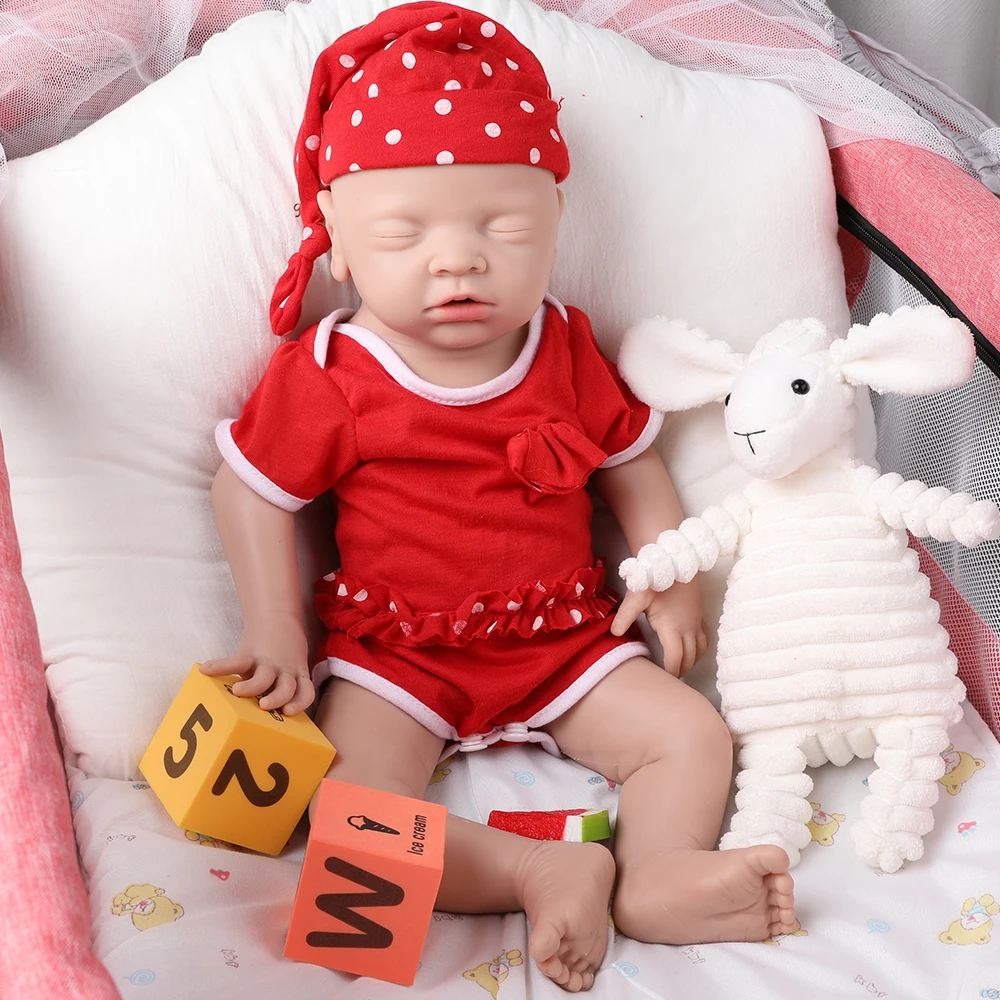 IVITA WG1514 2972g Bambola Realistica in Silicone da 18 Pollici, Reborn Bebe con Possibilità di Usare il Ciuccio, Occhi Chiusi, Giocattoli per Bambini e Bambine