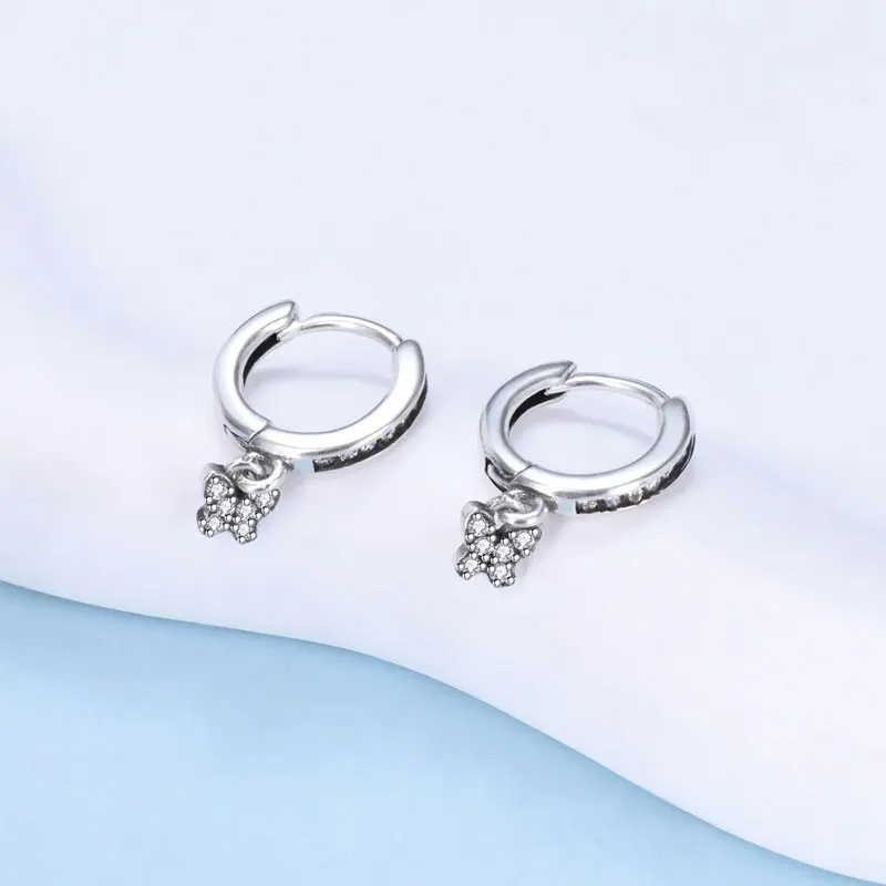 Original 925 Sterling Silver Hoop Earrings Crystal Love Heart Star Drop Earring Pendant Earings For Women Gift Luxury Jewelry