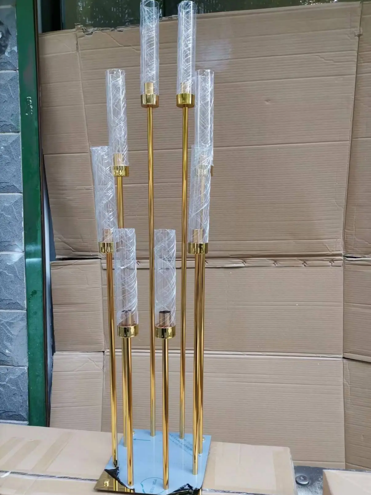 

4pcs/10pcs)8 Heads 126cm Tall Gold Metal Iron Acrylic Candle Holder for Wedding Party Home Decor Candelabra Table Centerpieces