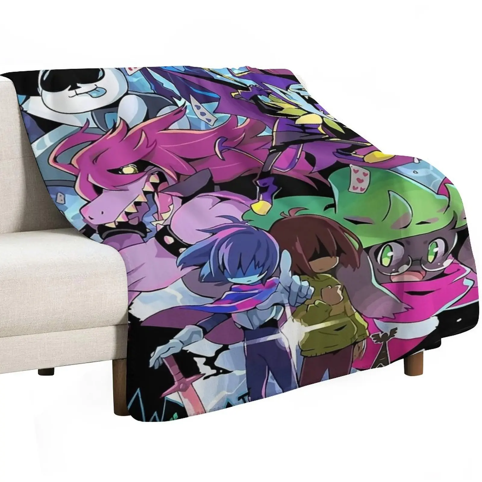 Deltarune - Adventure Throw Blanket Cute Plaid Thins Decoratives anime Tourist Blankets
