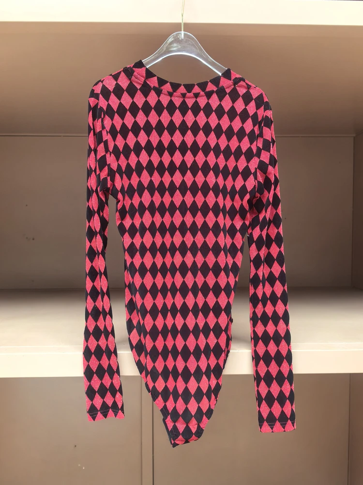 Slim Fit lang Sve rond ne-delig pak dames hoge taille ort broek basis irt faionable vintage pastelpatroon