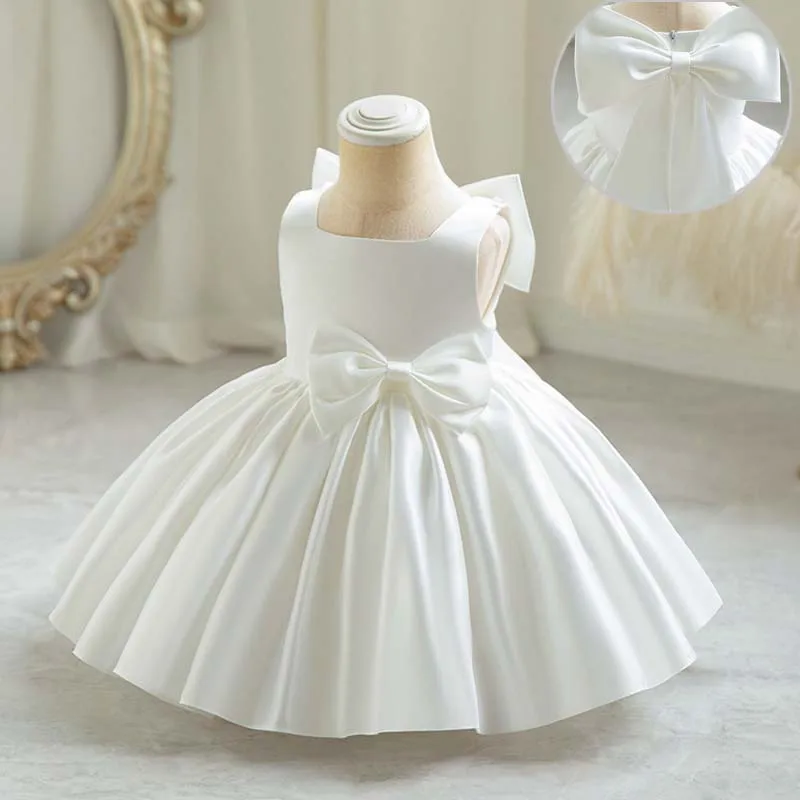 Baby Girls Party Dress Sweet Big Bow Princess Birthday Dresses Children Clothes Flower Girl Elegant Evening Formal Wear Clothing