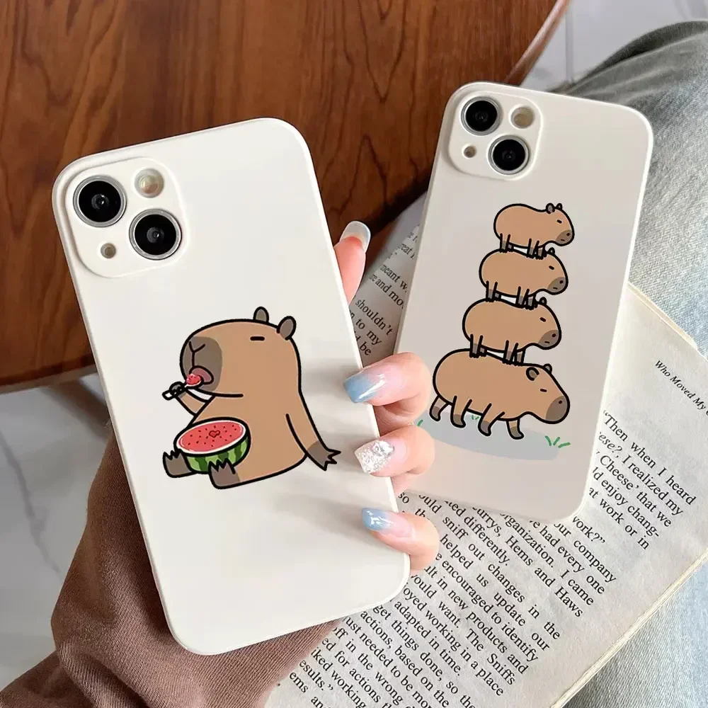 Cute Capybara Phone Case for IPhone16 15 14 13 12 11 Pro Max Mini X XS MAX XR 7 8 Plus Fundas Funny Animal Silicone Soft Cover