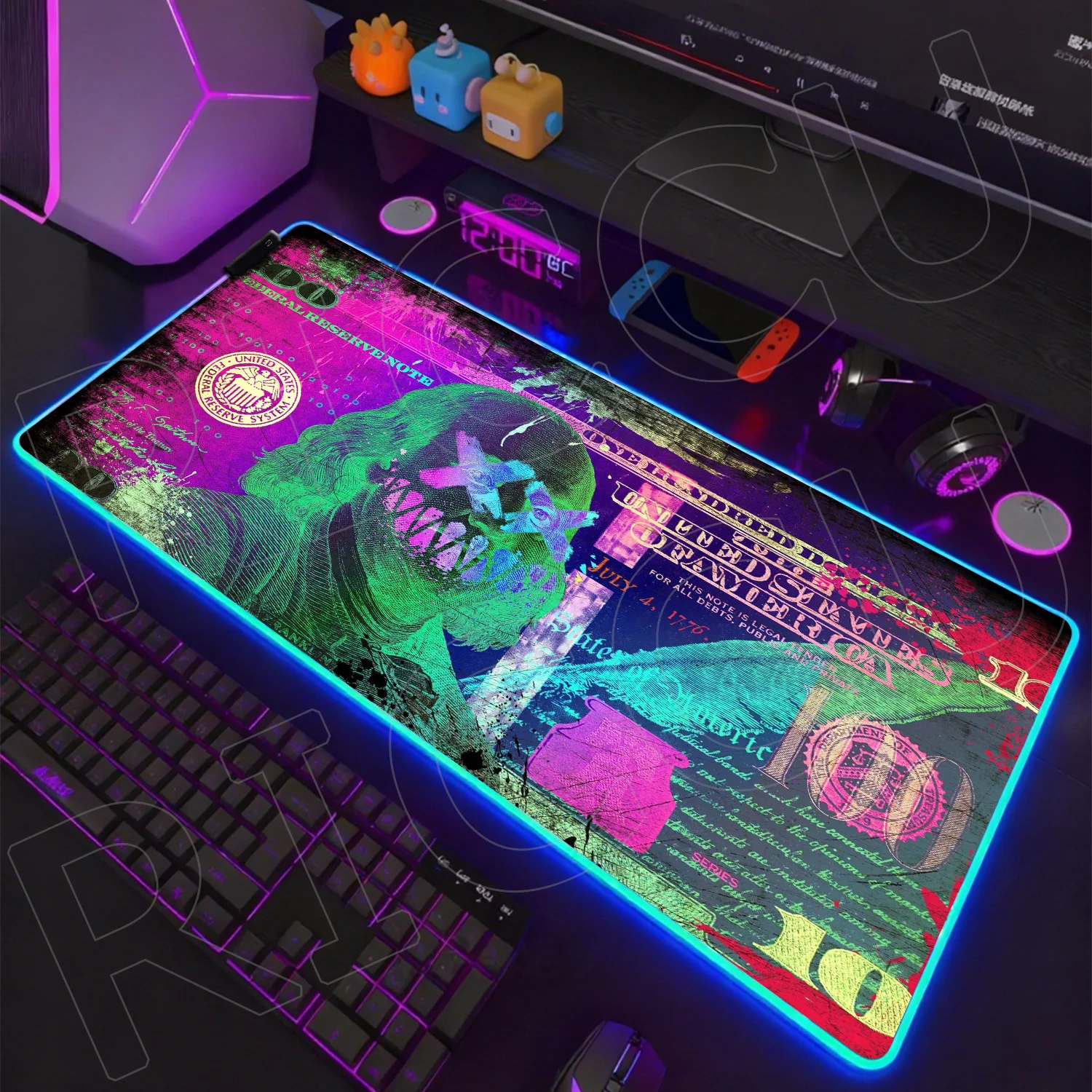 RGB XXL Dollar Mouse Pad Gamer Rug HD Printing LED Desk Mat PC Accessories Office Gaming 500X1000mm Mausepad Anime Large carpet