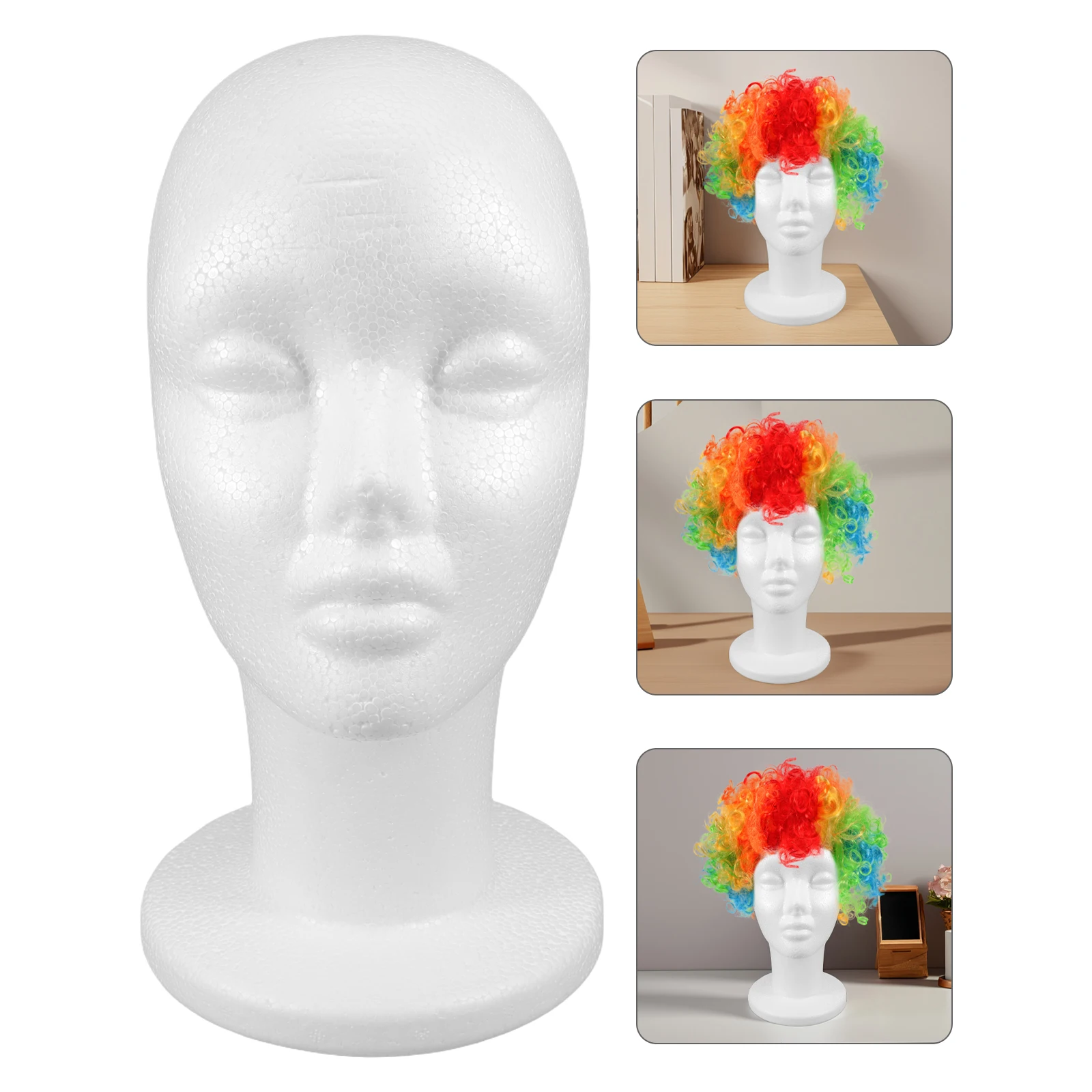 

Realistic Foam Mannequin Head for and Hat Display Male Head with Stable Base for Hairpieces Mask Glasses Id