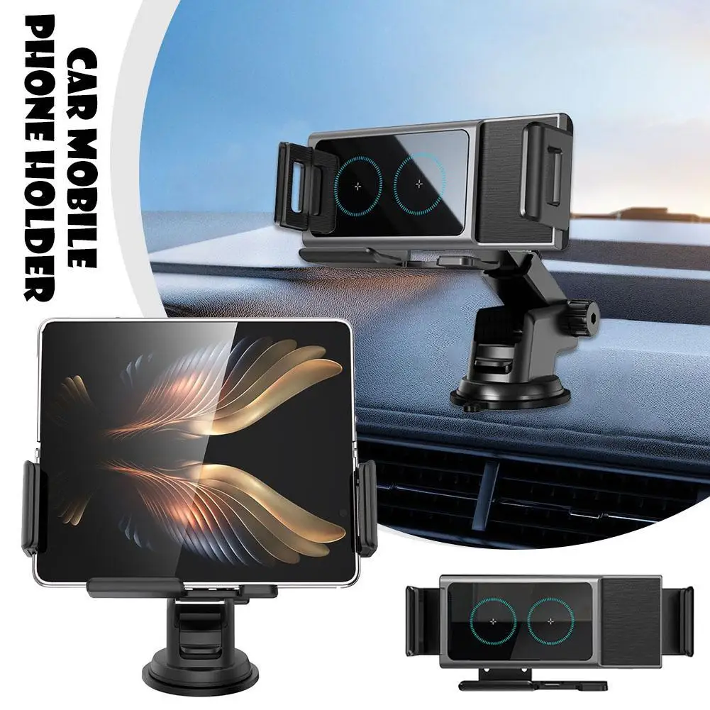 

15W Dual Coil Car Wireless Charger For Samsung Galaxy Z Fold Flip Fold Screen Fast Phone Charging Car Dashboard Mount Holder