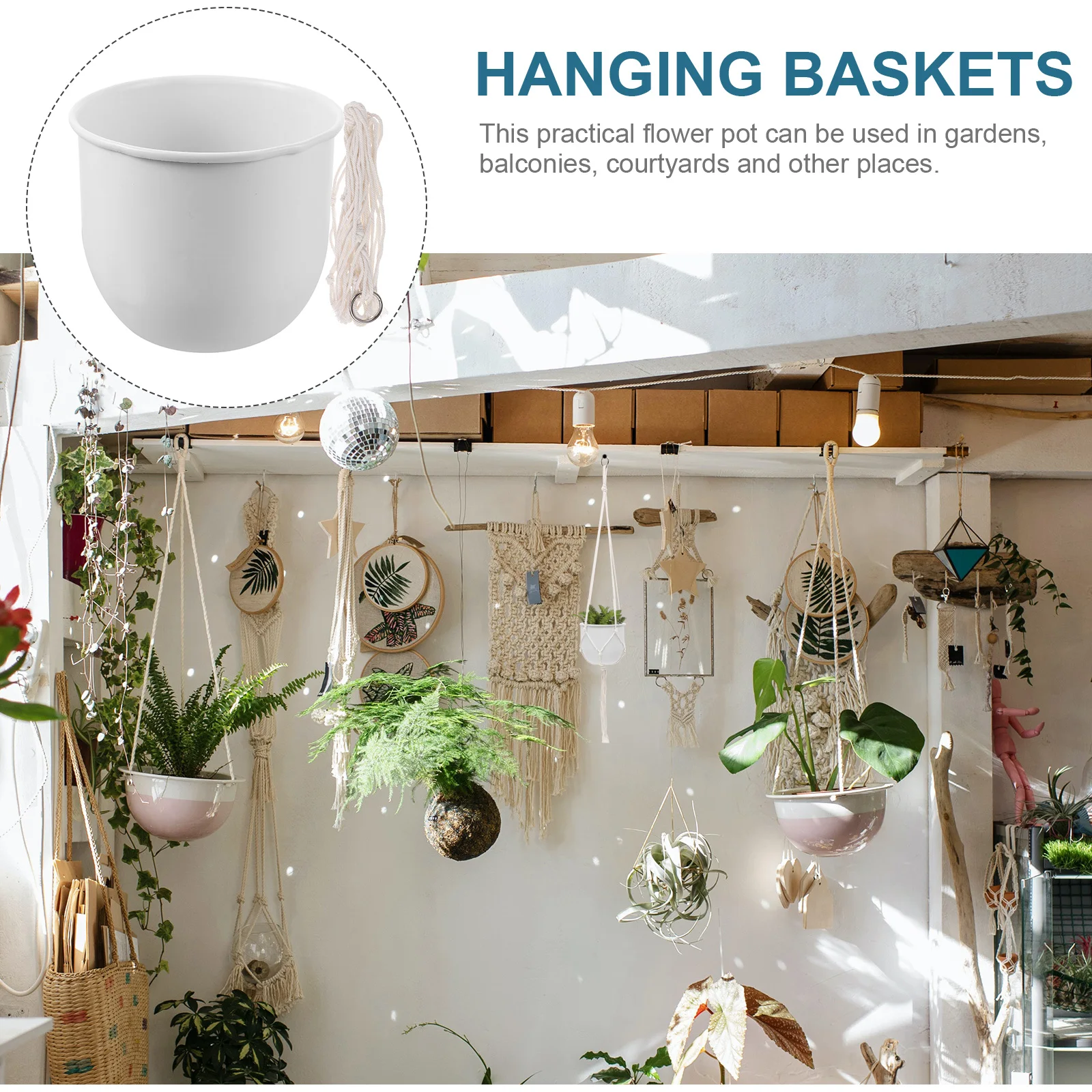 

Hanging Cotton Rope Flower Pots Hanging Type Flowerpot for Indoor Outdoor Balcony Garden Courtyard Decor