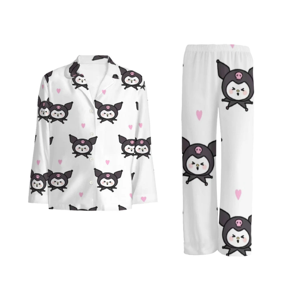 Pijama estampado Sanrio Kurome masculino ou feminino |   Conjuntos de pijama fofos |   Roupa de salão elegante para mulheres |   Roupas macias