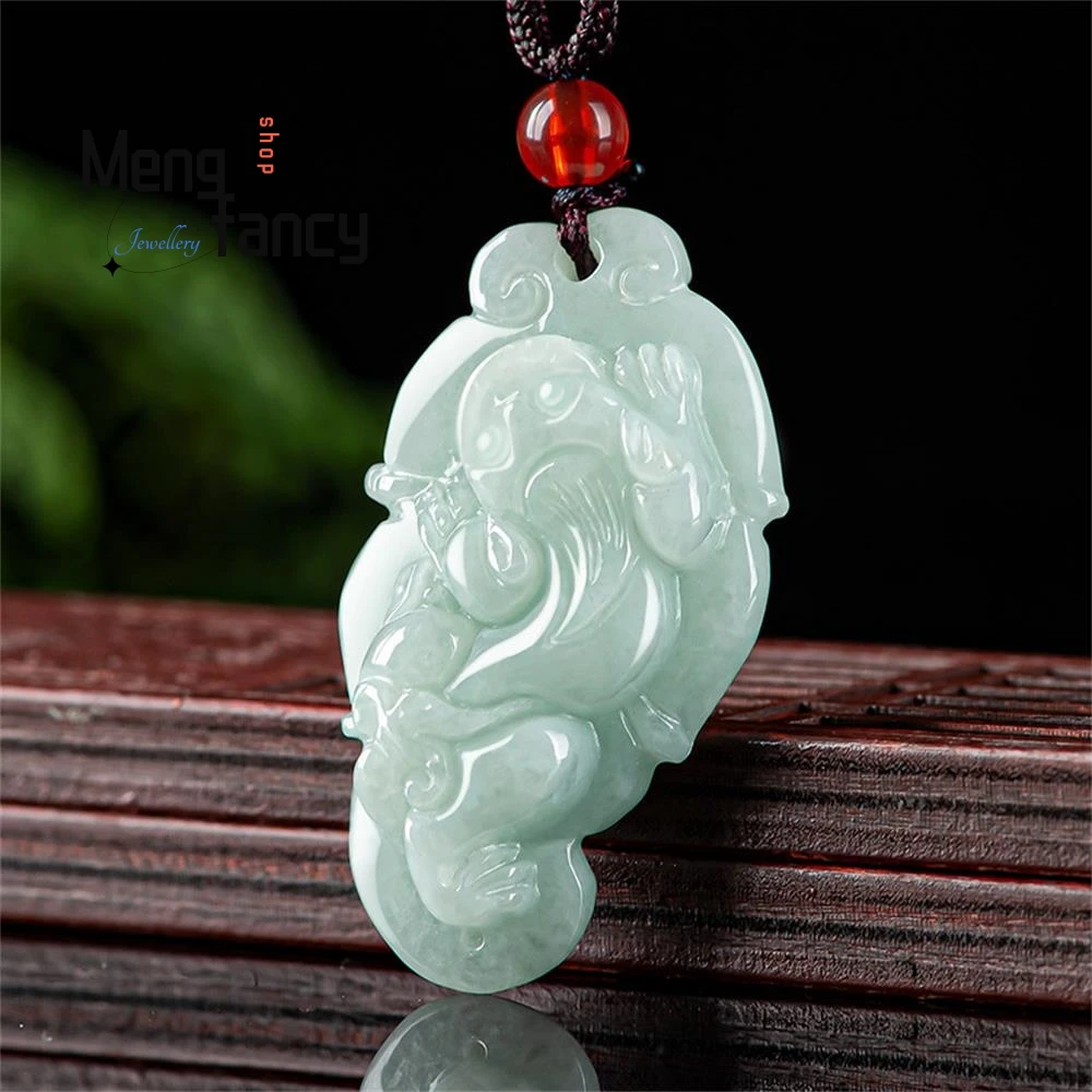 

Natural Burmese A-goods Jadeite Light Green Inviting Wealth Pixiu Pendant Overnight Wealth Exquisite Fashion Fine Jewelry Mascot