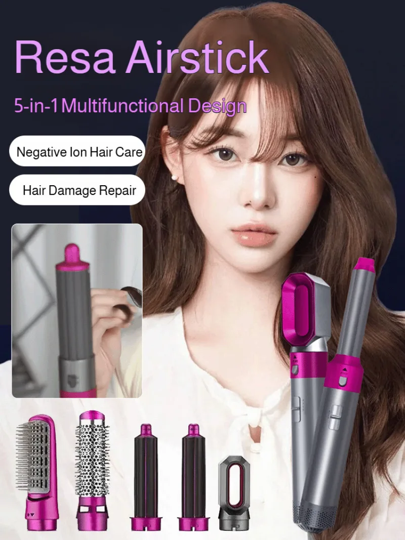 Automatic hair suction blow dryer comb five in one styling easy curling iron multifunctional curling iron hot air comb