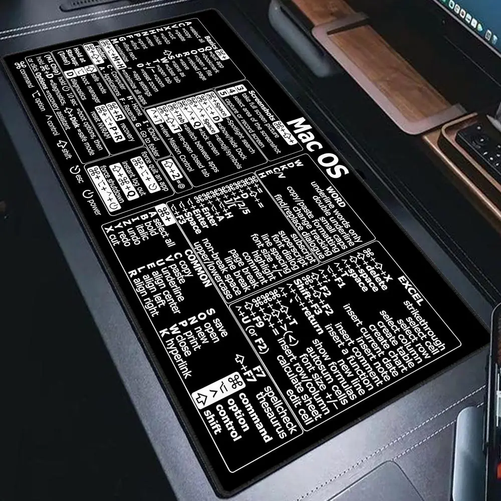 Mac Os Shortcuts Cheat Sheet Word Excel XXL Mousepad for Mac Quick Reference Keyboard Shortcut غير قابل للانزلاق قاعدة مطاطية لوحة الماوس #1