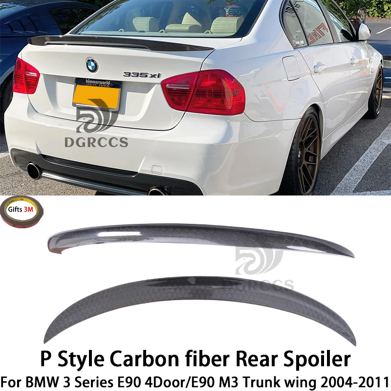 

For BMW 3 Series E90 4Door/E90 M3 P Style Carbon fiber Rear Spoiler Trunk wing 2004-2011 Honeycomb carbon Forged carbon