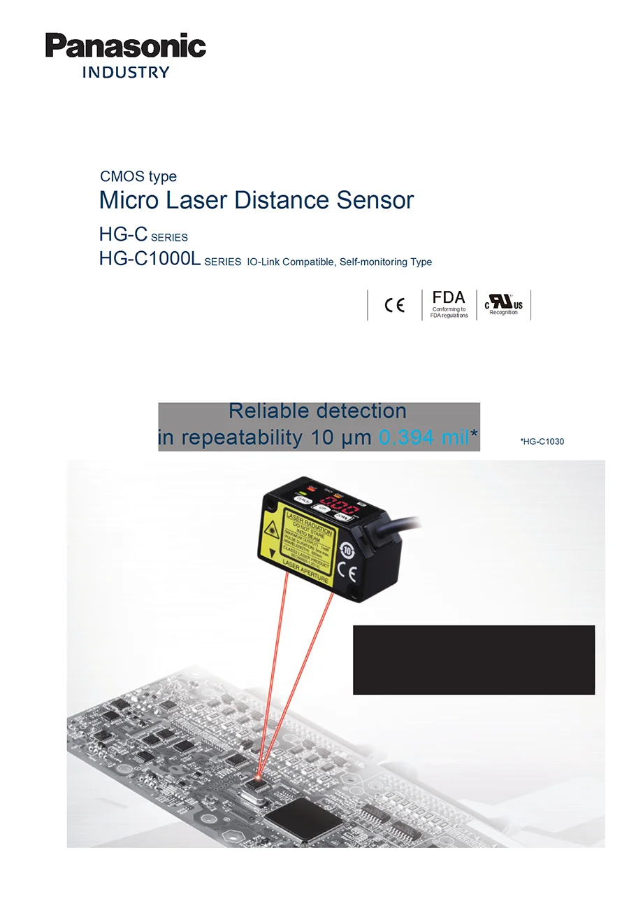 Panasoni-c Micro Laser Distance Sensor IO-Link Compatible New Optical System Precise CMOS Image Sensor Reliable Photoelectric