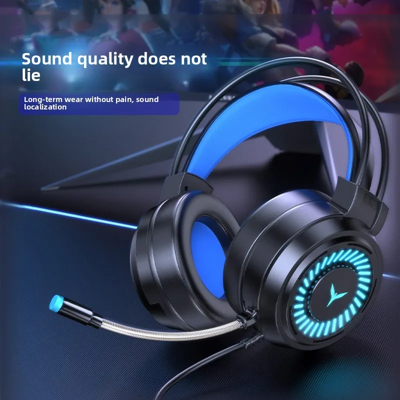 سماعة رأس للألعاب 7.1 ستيريو محيطي دائري مع ميكروفون وإضاءة LED لألعاب الكمبيوتر الشخصي القابلة للطي #1