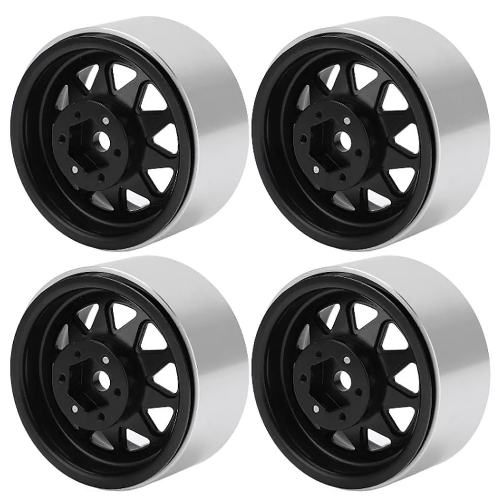 4Pcs 1.9in 비드 록 휠 림 허브 딥 디쉬 네거티브 오프셋 8.9mm 금속 1/10 RC 크롤러 자동차 TRX4 축 SCX10 90046 RC 부품