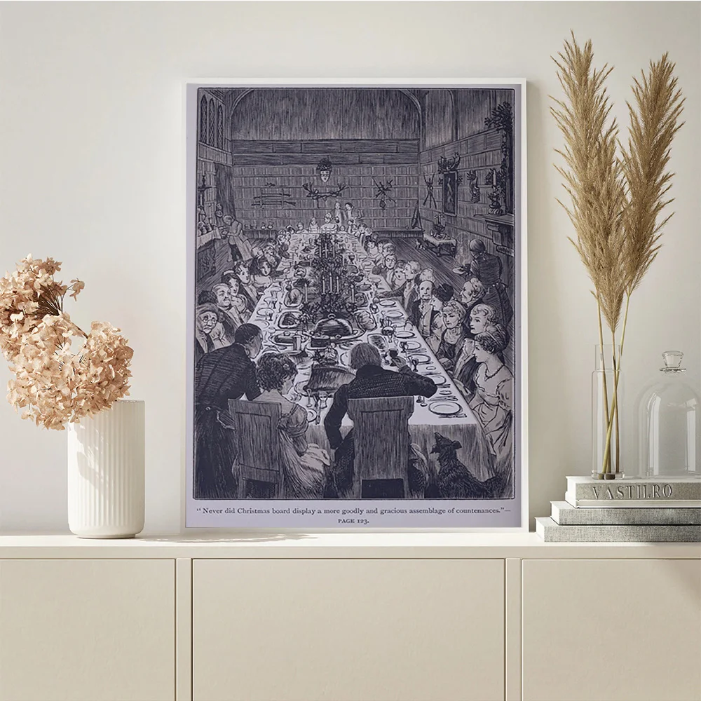 عيد مأدبة خمر أسود أبيض الفن طباعة ملصق تجميع العدات قماش اللوحة ديكور جدار الصورة