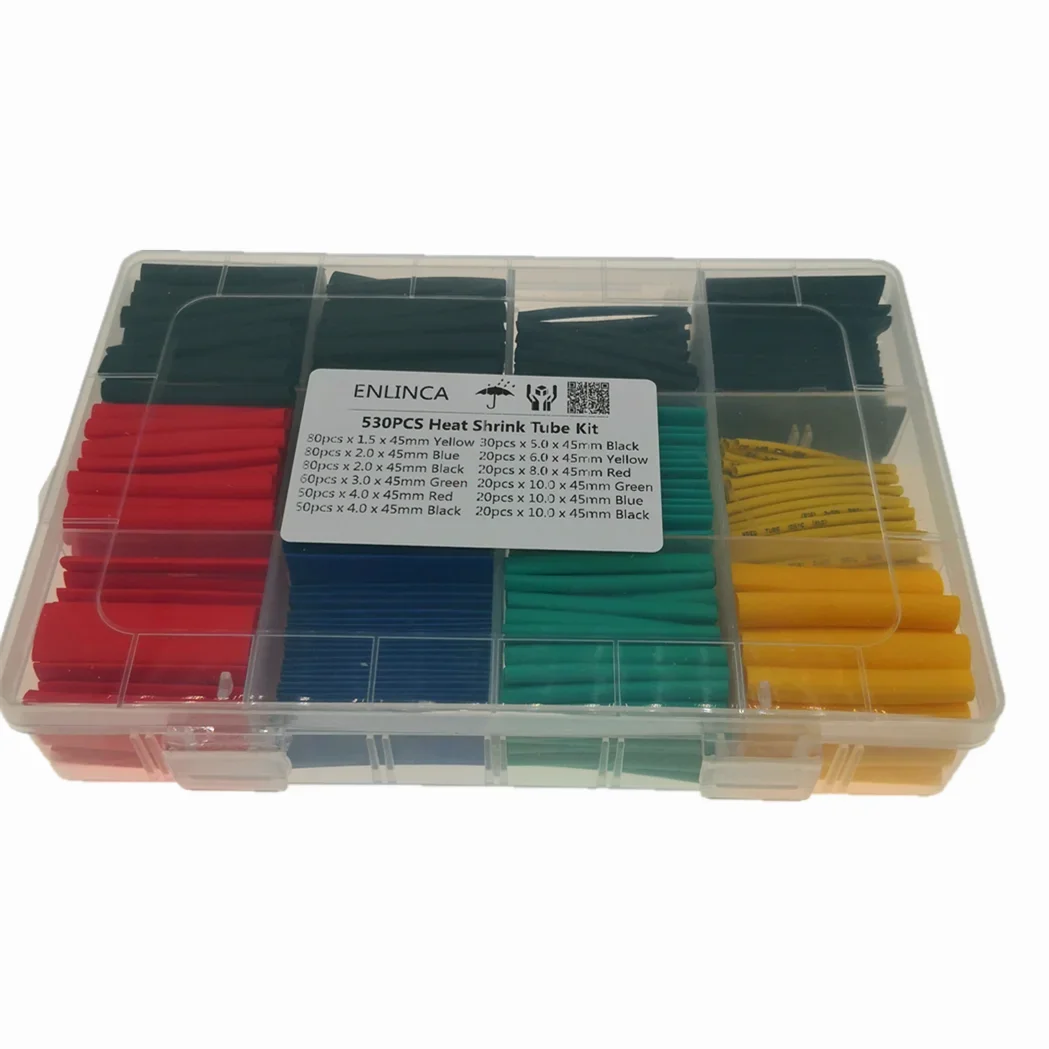 Imagem -02 - Assorted Heat Shrink Tube For Wire Cabo Poliolefin Shrinking Isolado Sleeving Tubing Grupo Manga de Tubulação Impermeável 2:1 530 Pcs Set