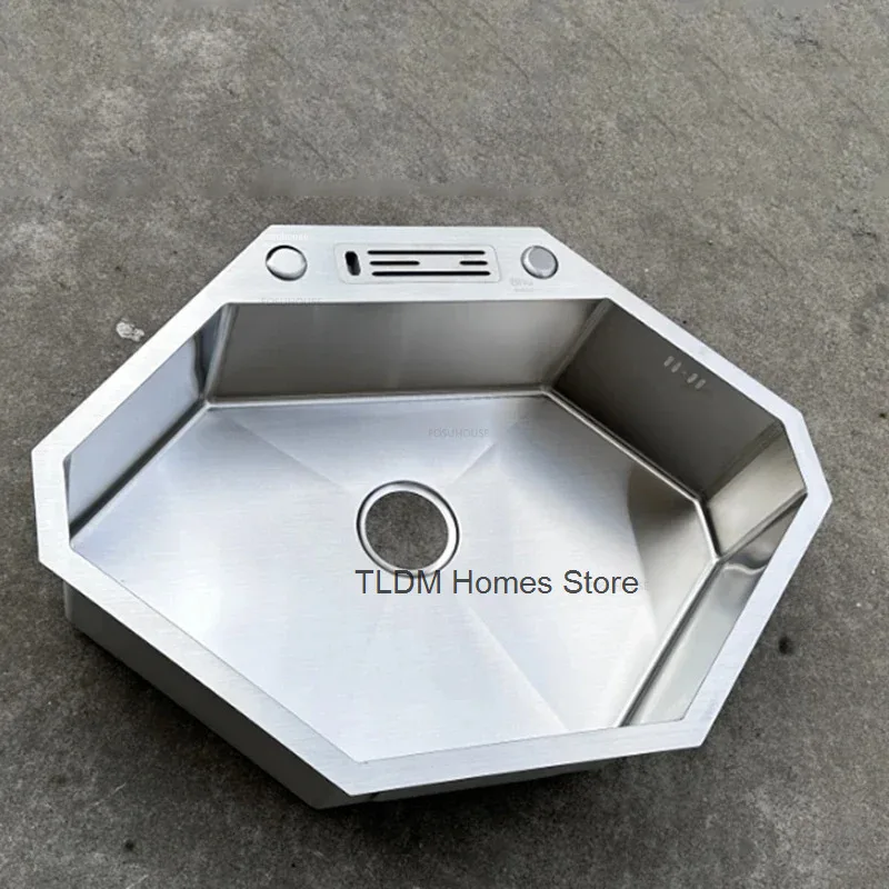 

Modern Kitchen Accessories Home Corner Kitchen Sinks Creative Dish Drainer Thickened Stainless Steel Art Under-counter Washbasin