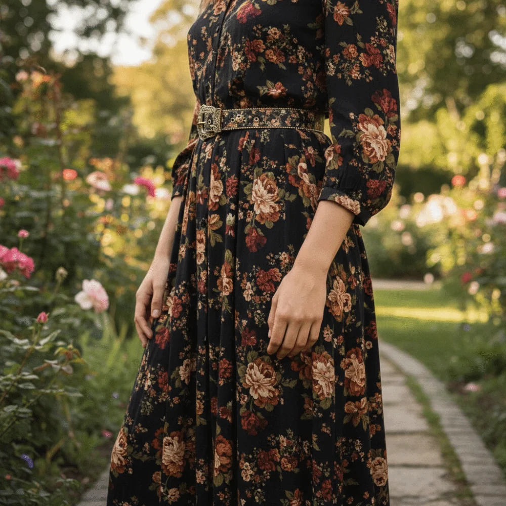 Bohemian-Style Blumen-Jeansgürtel mit Perlenbesatz Retro-Blumengürtel Vintage Hip-Hop Geschnitzter Metall-Schnallengürtel – Detail 9
