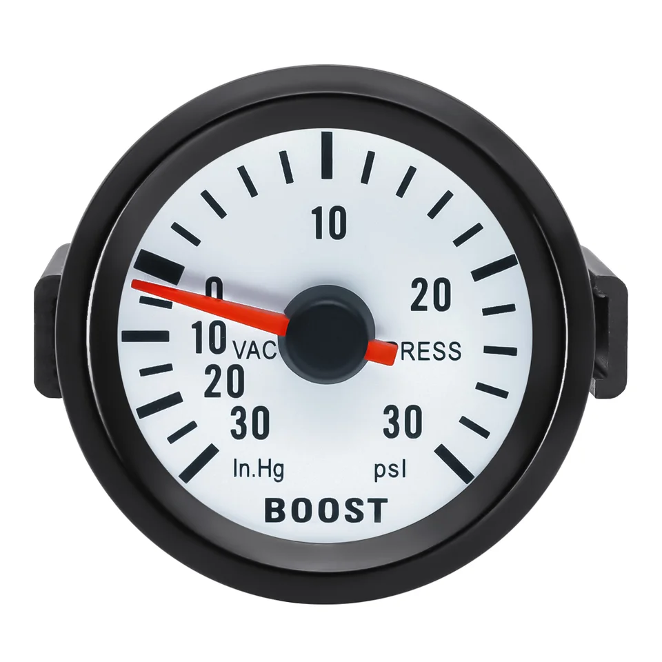 Suuonee Turbo Manomètre, 2 Pouces (50mm) Universel De Voiture Rouge LED Turbo Boost Press Gauge Meter Bar Pointer 12V