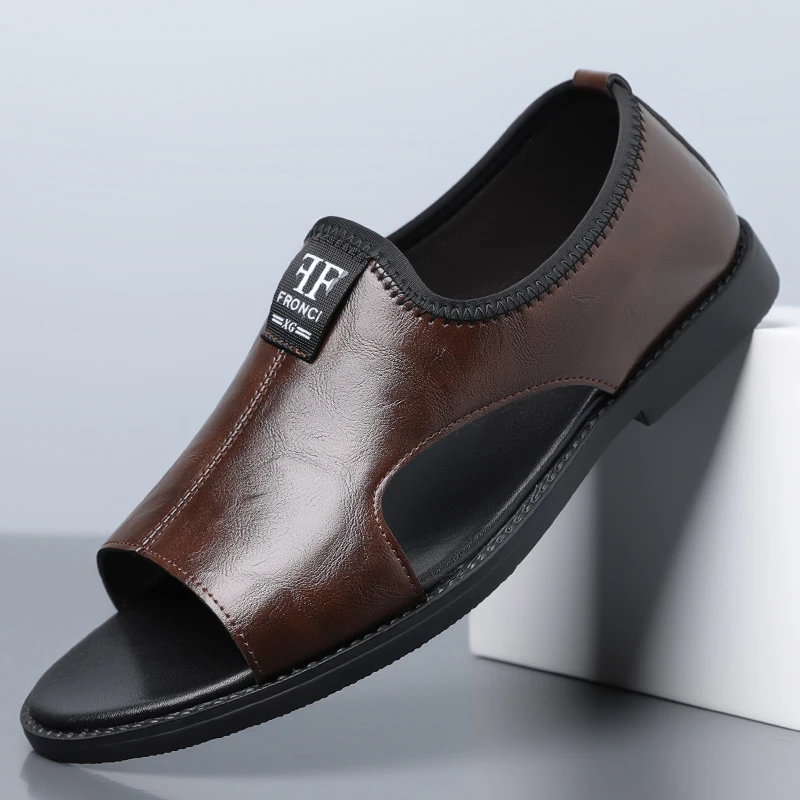 Men's Roman Sandals Summer Comfort Casual Soft Sole Slippers Anti-Slip Breathable Outdoor Slip-On Beach Shoes-HT2025