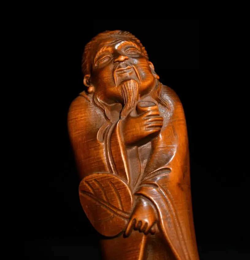 Archaize Seiko Hand-carved Boxwood Tea Shovel Tea Saint Lu Yu Sculpture Tea Set Craft Statute