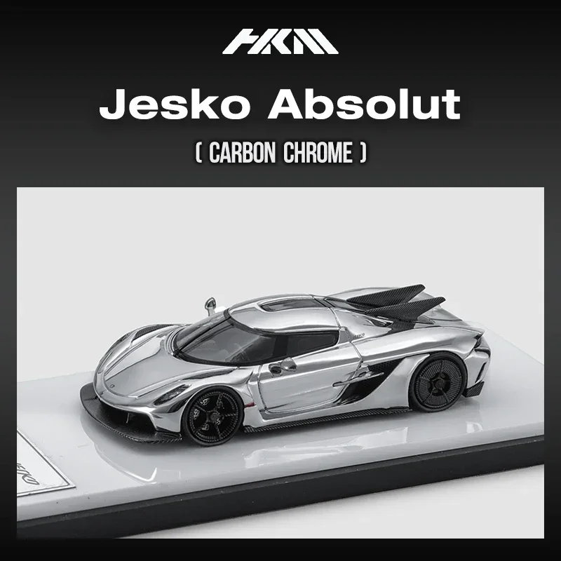 In Stock HKM 1:64 Jesko Absolut Chrome Silver Diecast Diorama Super Car Model Collection Miniature Toys