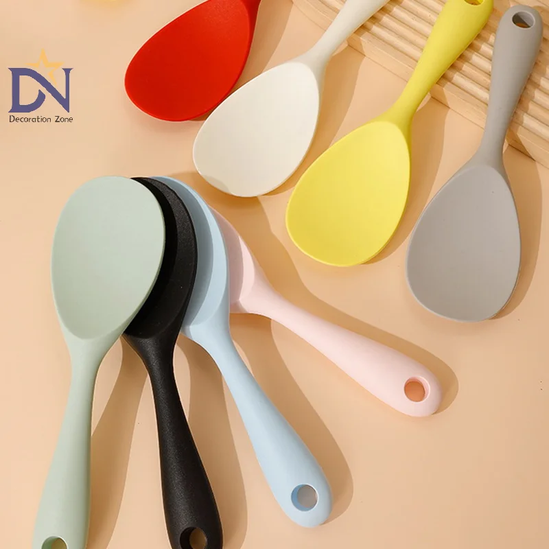 1PC Food Grade Silicone Rice Spoon Household Non Stick Pot Cooking Spoon High-temperature Resistant Kitchen Tools